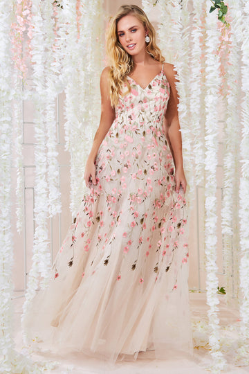 Sleeveless Floral Mesh Maxi Dress Goddiva